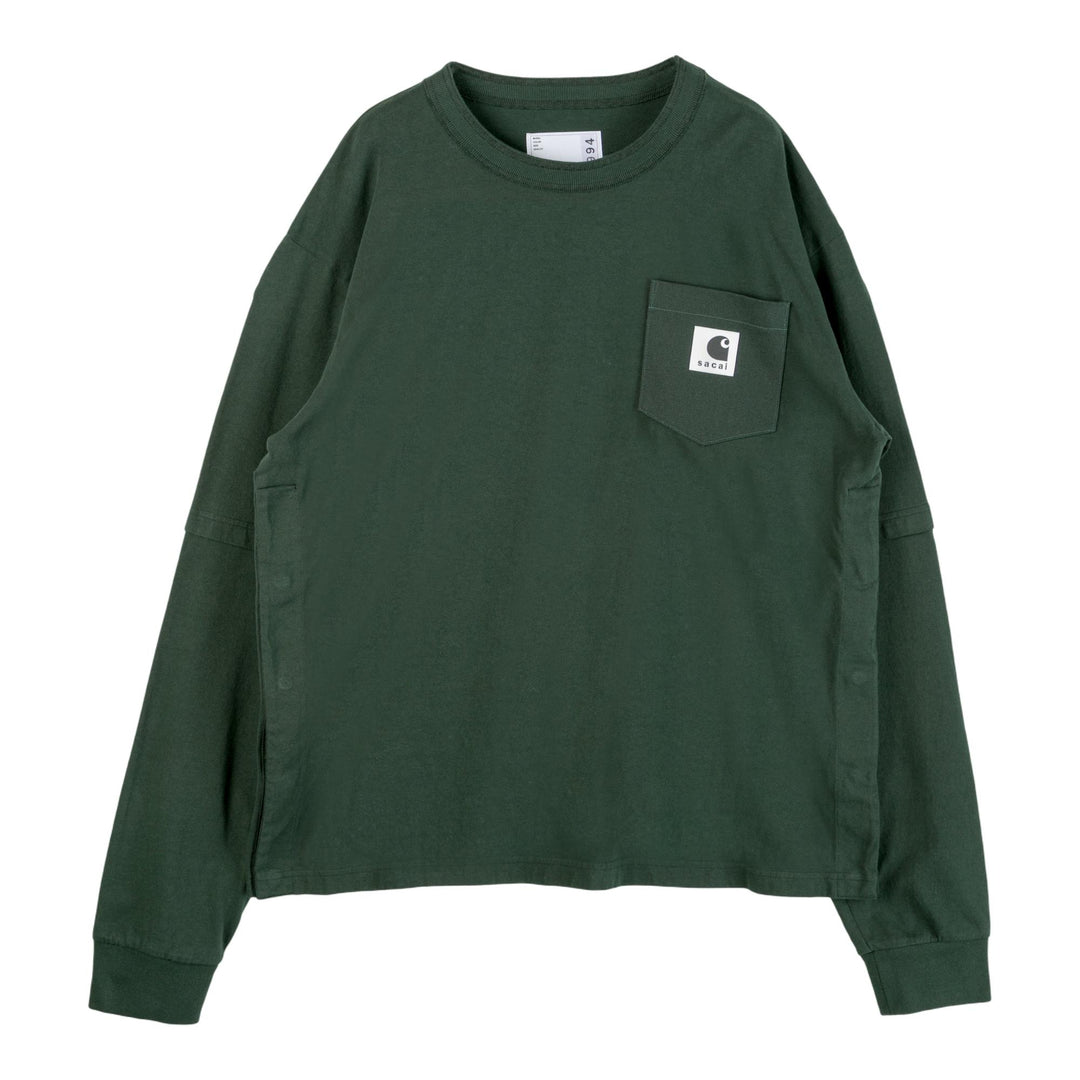 Club21 - sacai X Carhartt WIP - Carhartt WIP Cotton Jersey Long Sleeve Tee - TEES - Green
