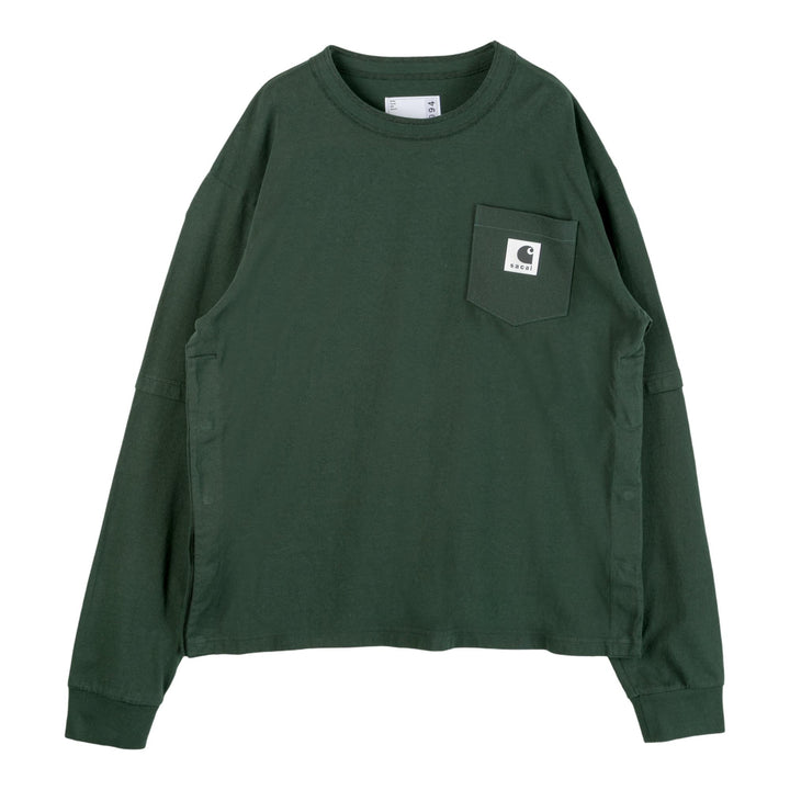 Club21 - sacai X Carhartt WIP - Carhartt WIP Cotton Jersey Long Sleeve Tee - TEES - Green