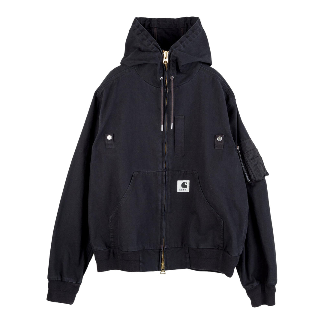Club21 - sacai X Carhartt WIP - Carhartt WIP Washed Duck Hooded Blouson - SWEATSHIRT - Black