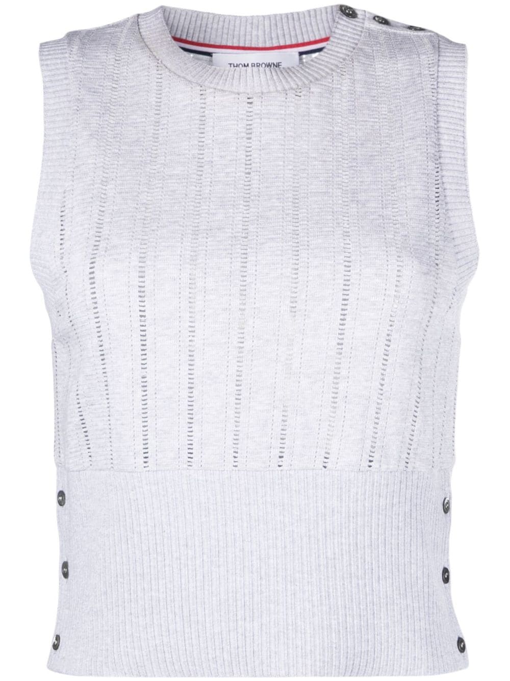 button-detail pointelle-knit vest