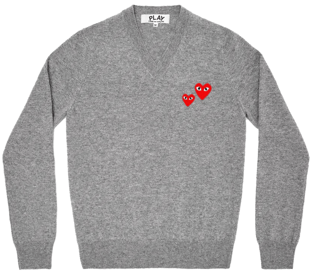 COMME-des-GARCONS-PLAY-One-Big-One-Small-Emblem-Sweater-Men-Grey-1