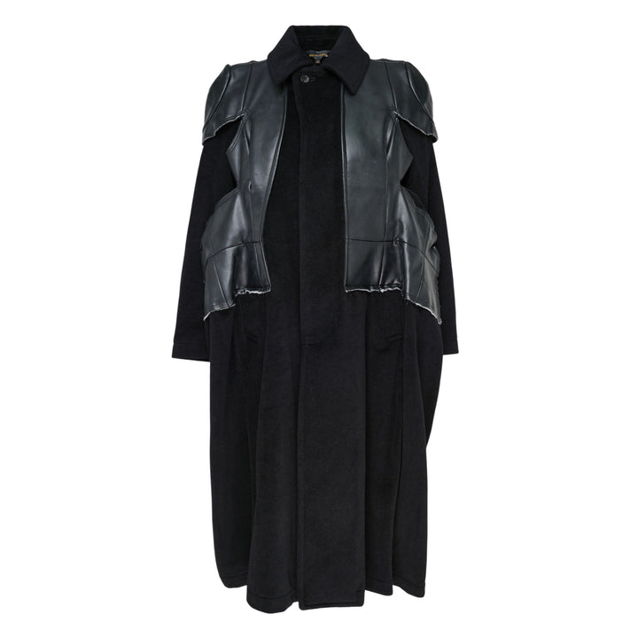 Angora Wool Leather Panel Coat