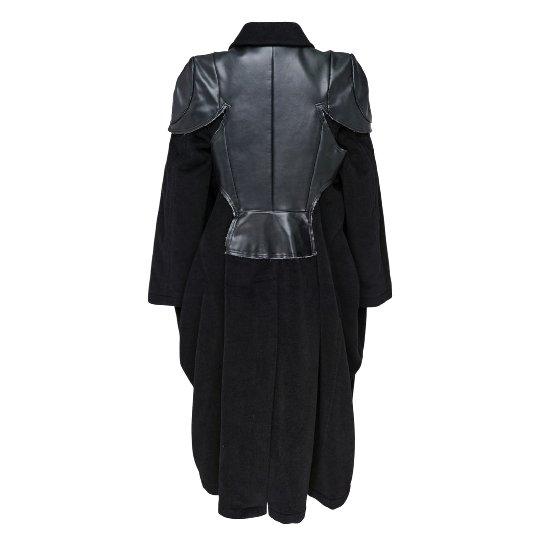 Angora Wool Leather Panel Coat
