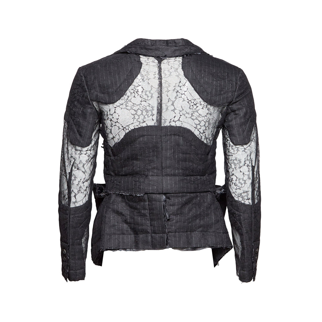 Nylon Leaver Lace Wool Stripe Jacket