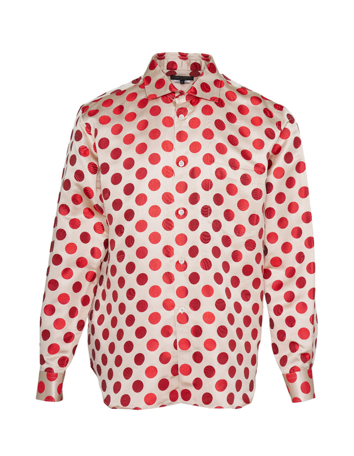 Silk Satin Polka Dots Pattern Shirt