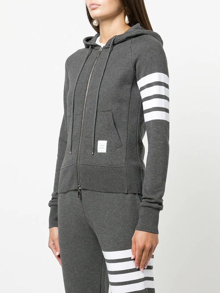 Zip Hoodie With Engineered 4 Bar