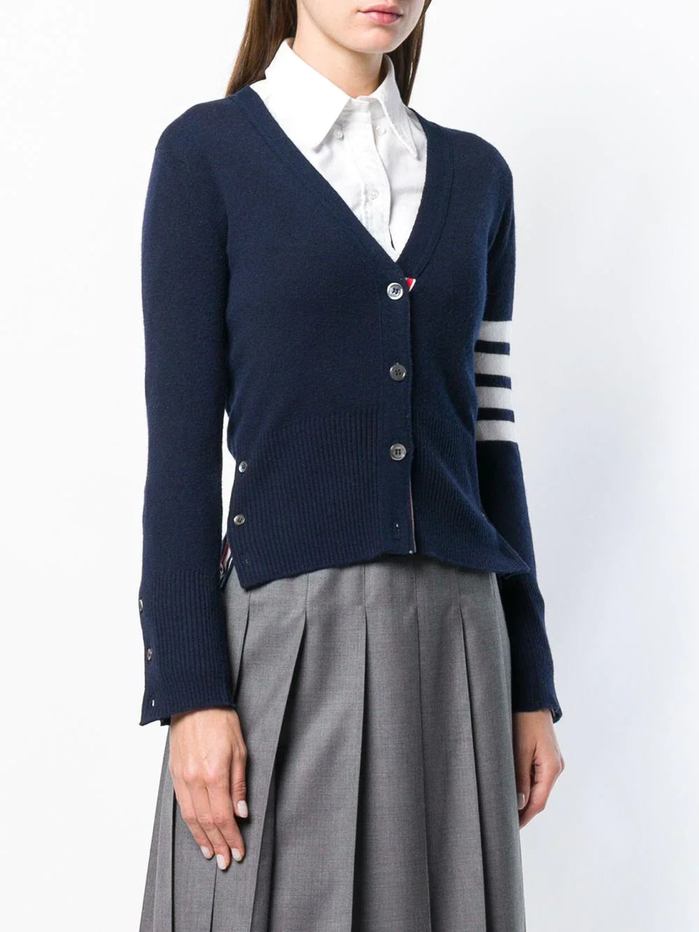 Classic Cashmere 4-Bar V-Neck Cardigan Women