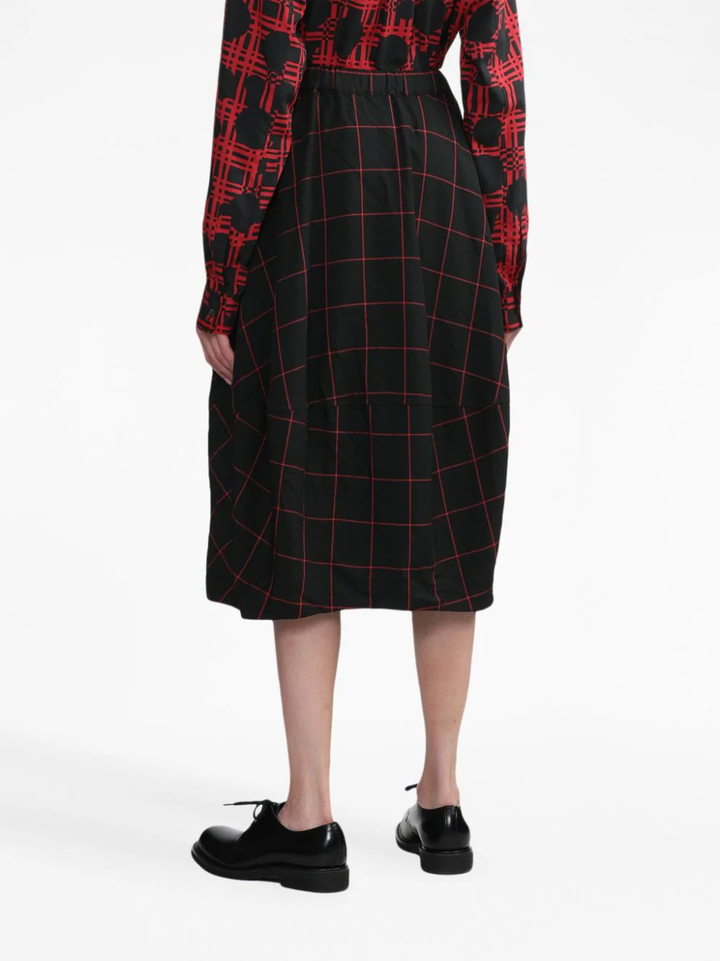 Windowpane Elastic Skirt