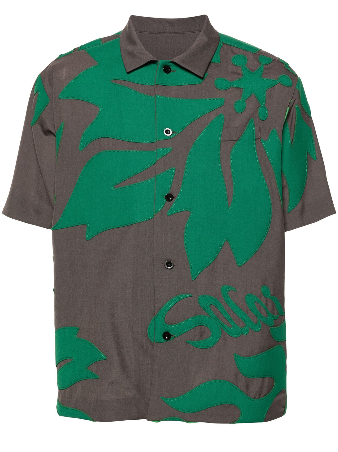 Floral Embroidered Patch Suiting Shirt