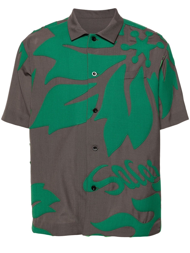 Floral Embroidered Patch Suiting Shirt