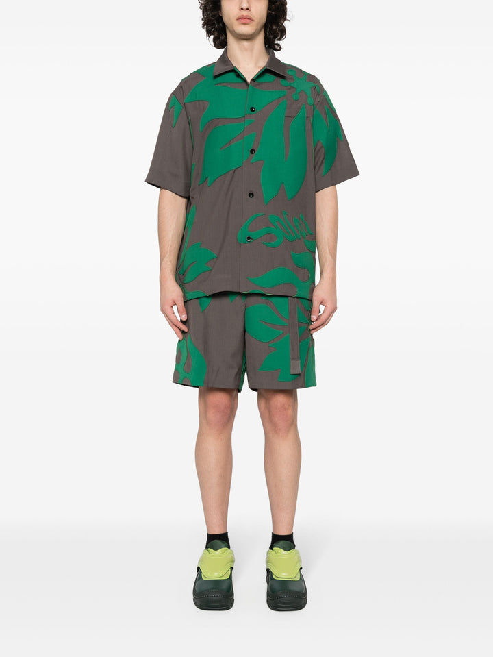 Floral Embroidered Patch Suiting Shirt