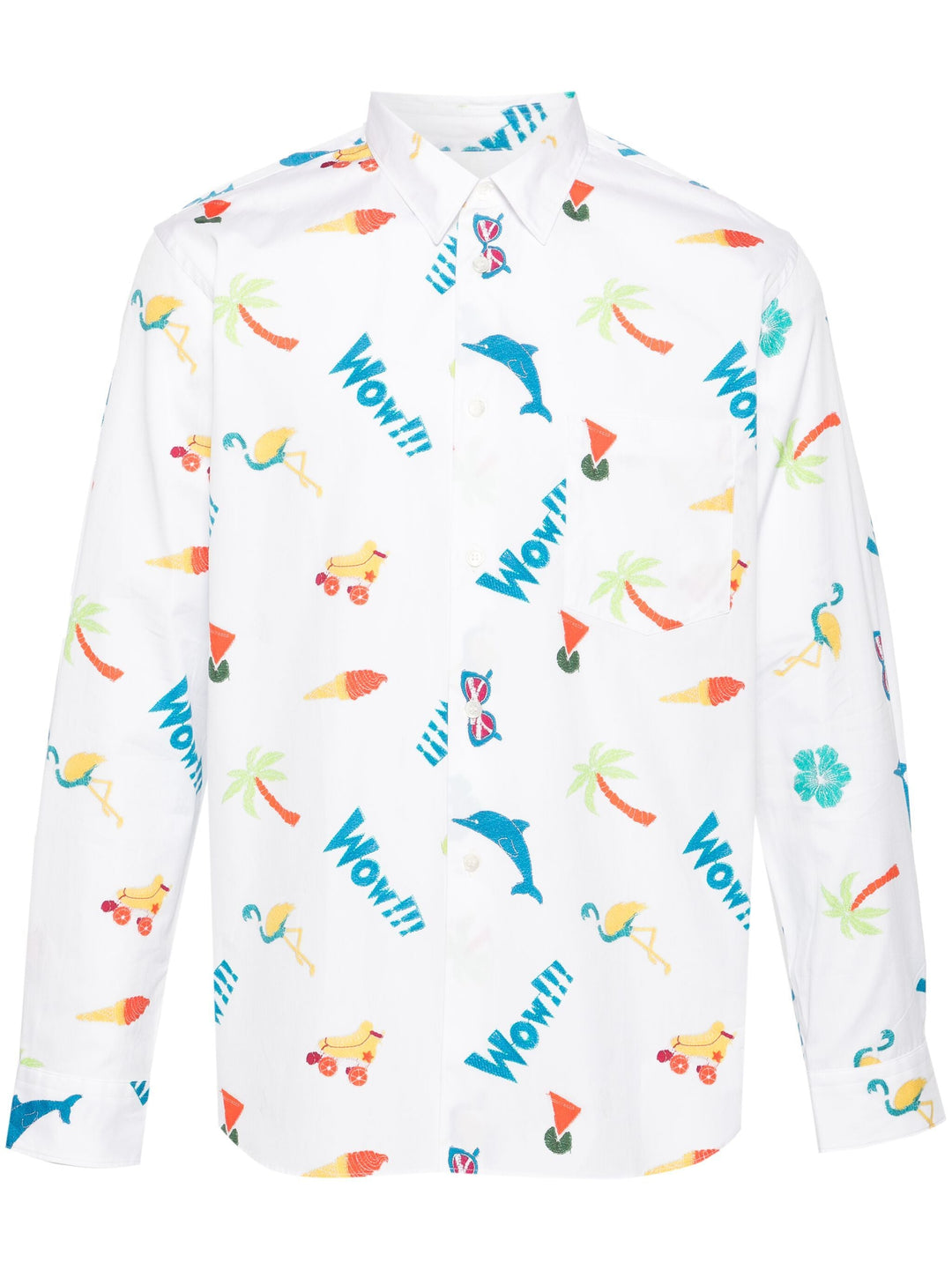 Printed Long Sleeve Button Up Shirt