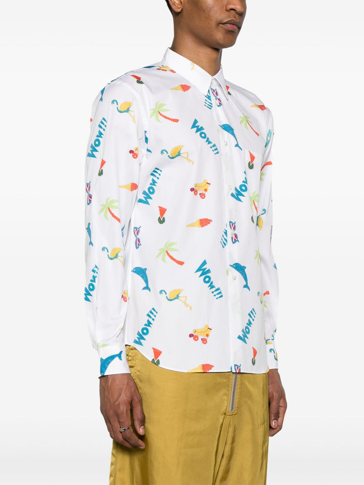 Printed Long Sleeve Button Up Shirt