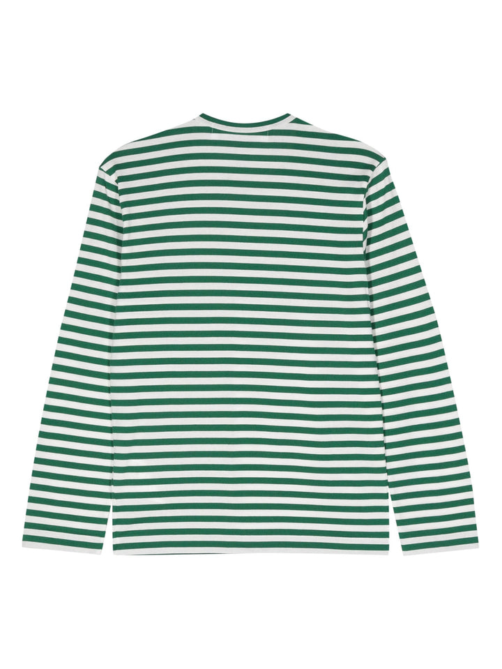 Long Sleeve Stripes With Red Emblem Tee Unisex