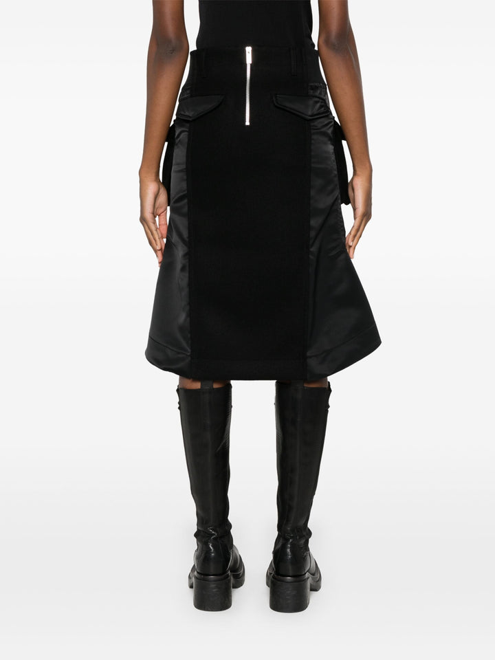 Wool Melton X Nylon Twill Skirt