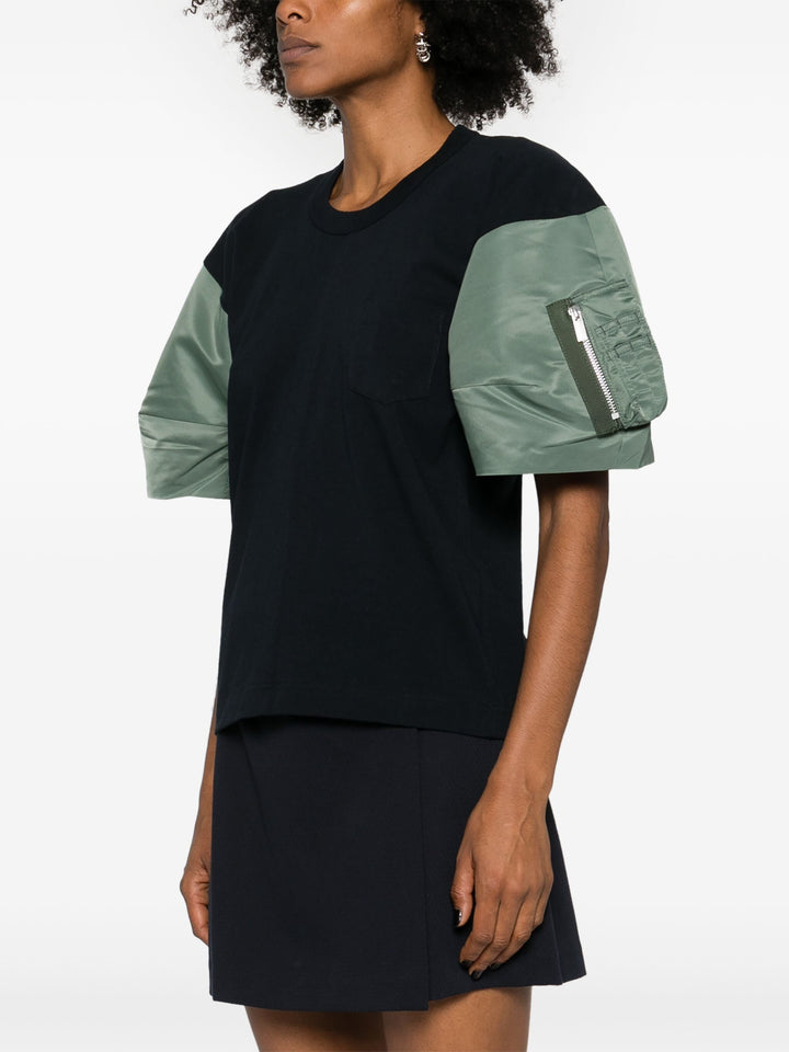 Nylon Twill X Cotton Jersey T-Shirt