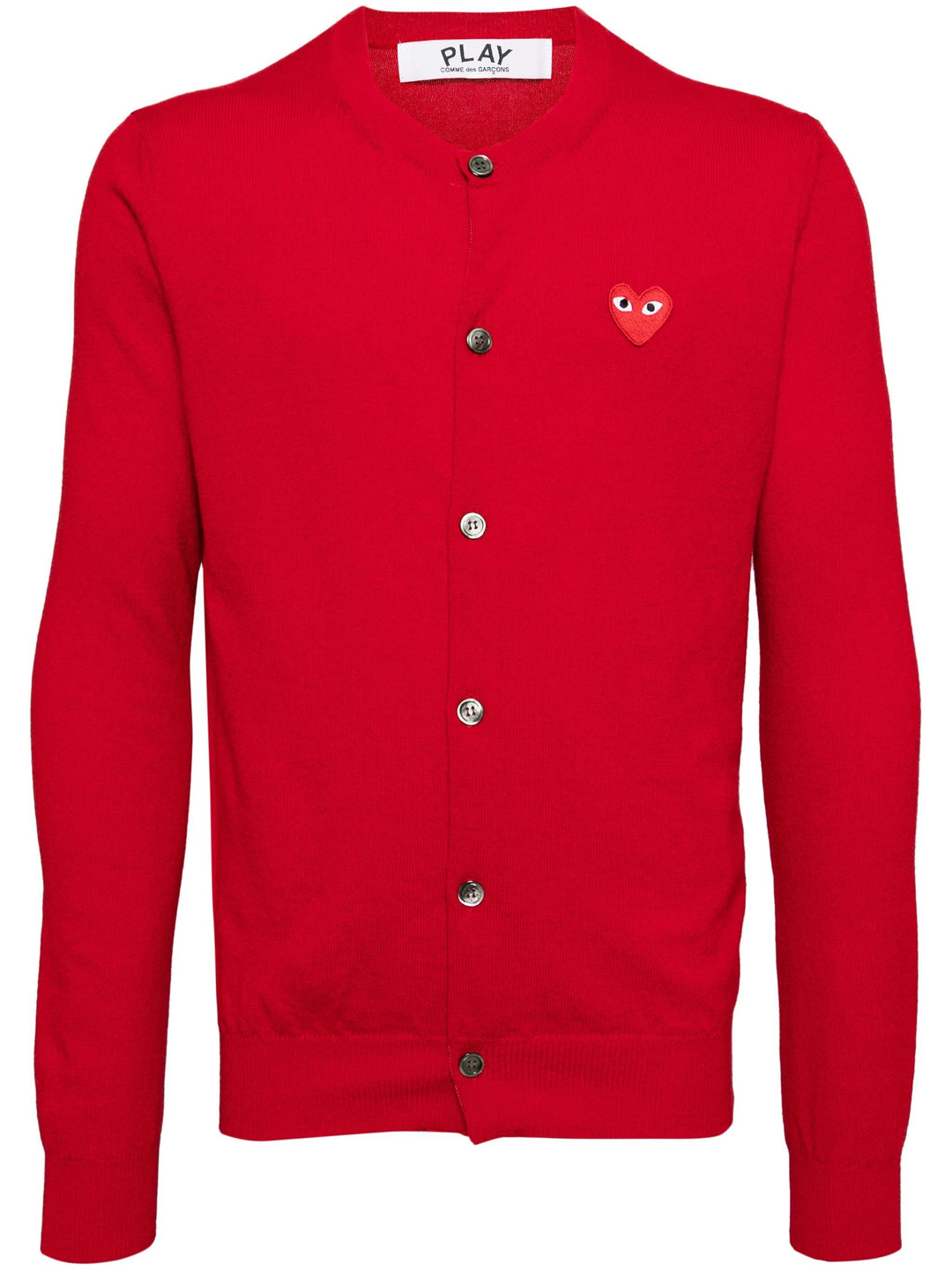Round-Neck Red Emblem Cardigan Unisex