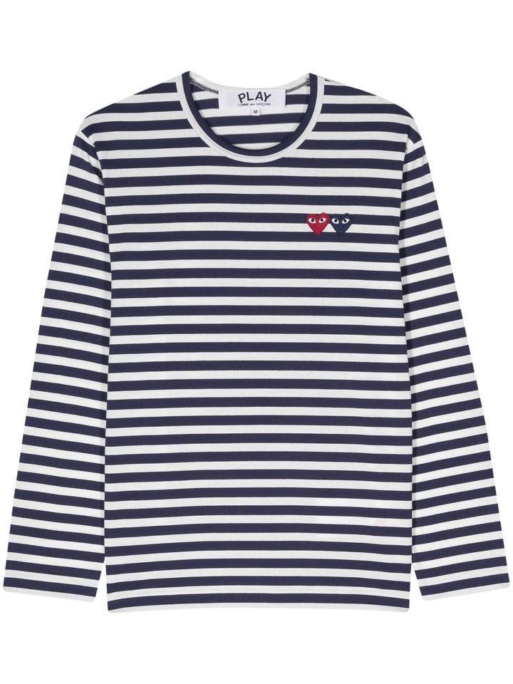 Stripes With Red And Blue Heart Tee Unisex