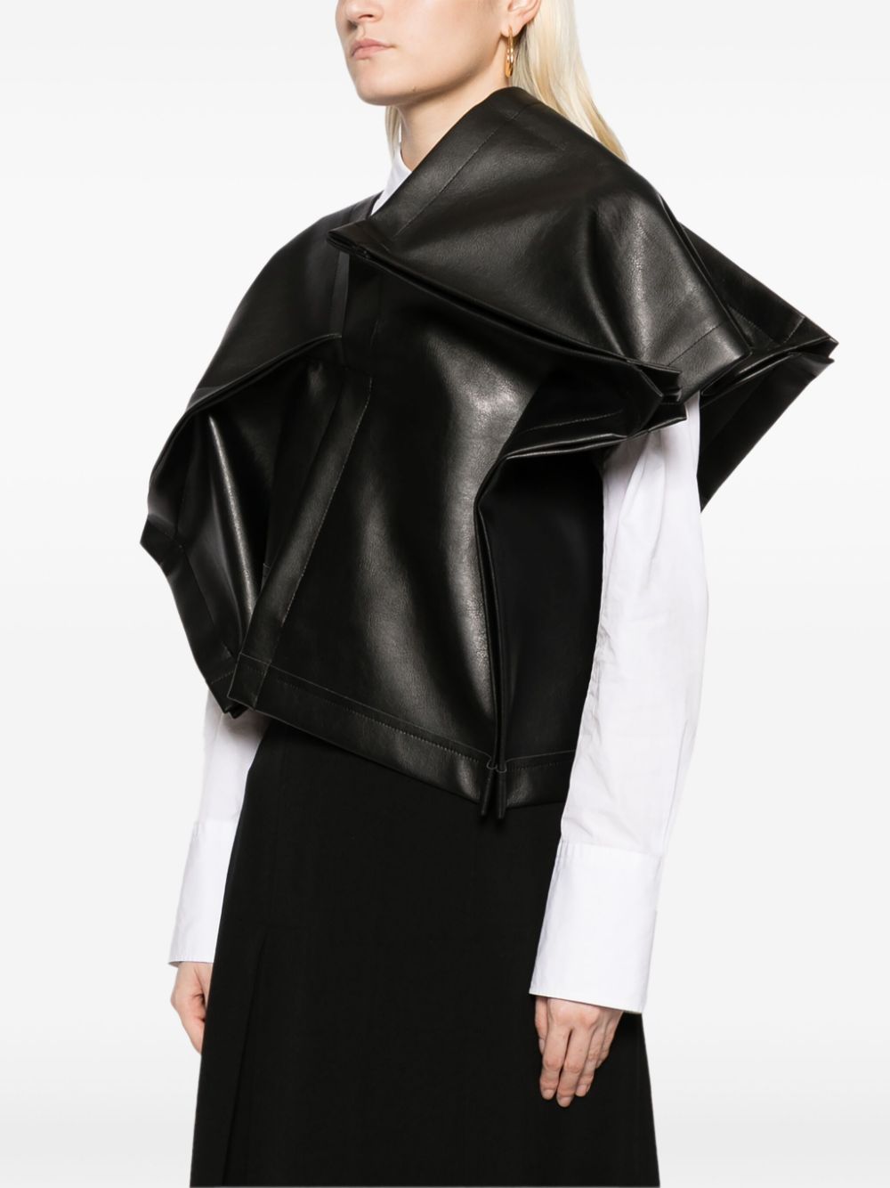 Faux Leather Dimensional Jacket