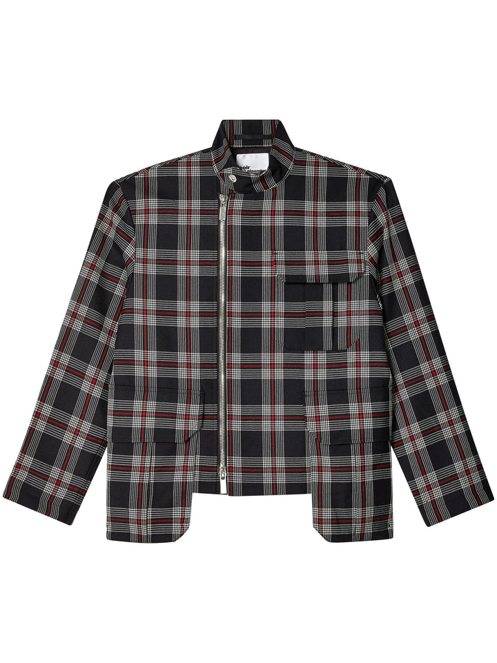 Checker Zip Jacket With Flap Pocket
