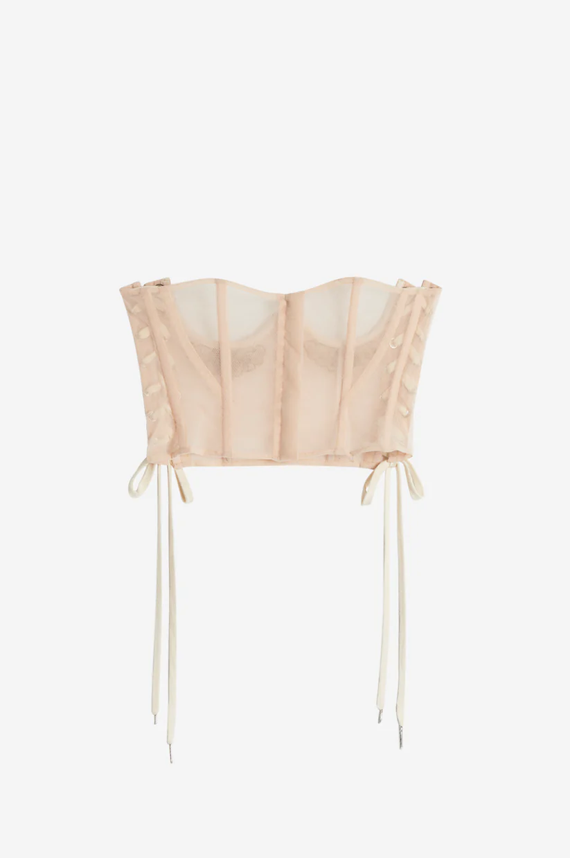 Embellished Short Lace Up Corset