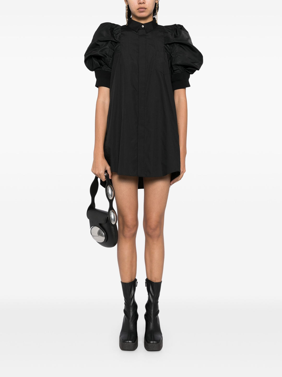 Cotton Poplin X Nylon Twill Shirt Dress