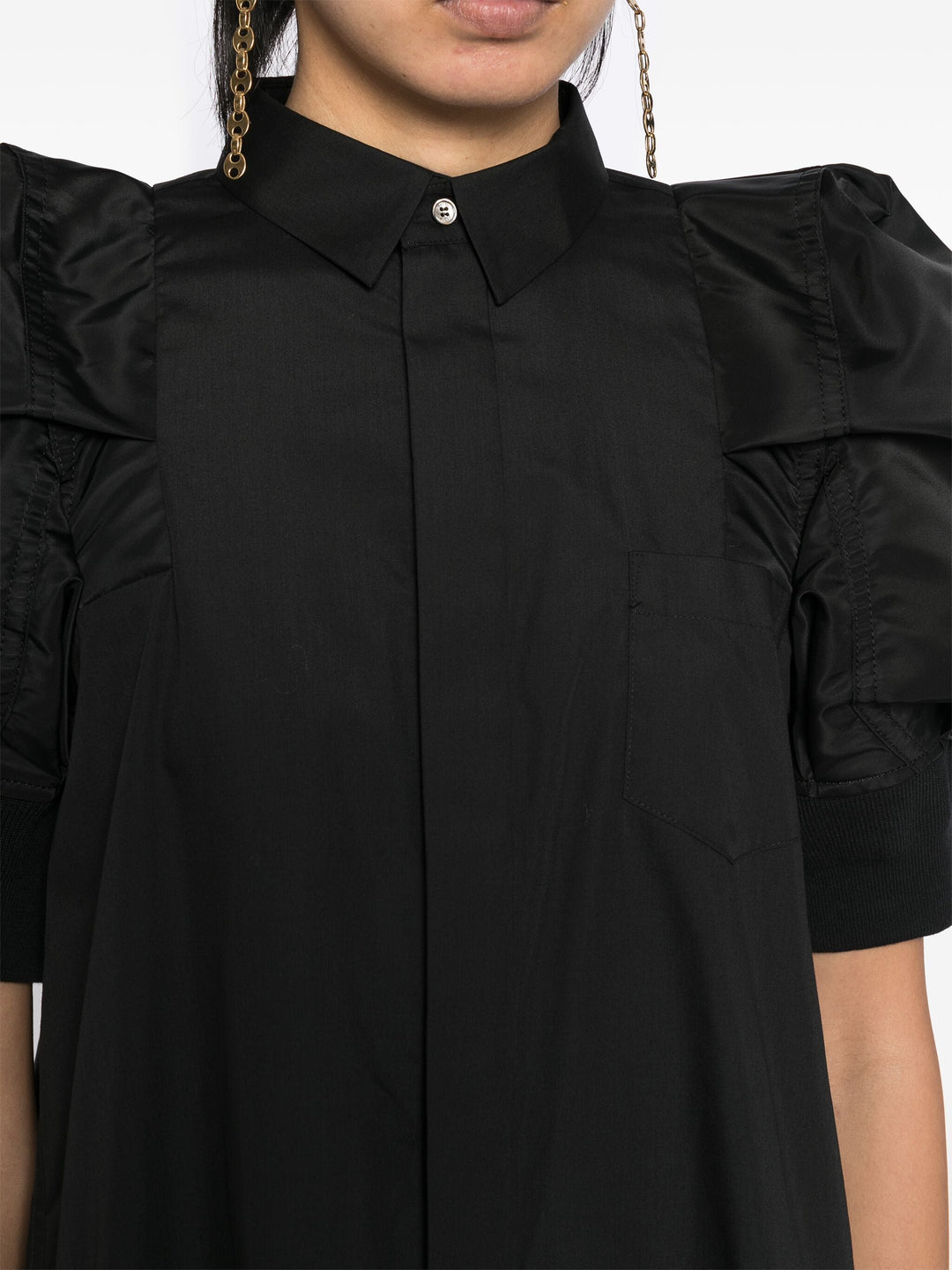 Cotton Poplin X Nylon Twill Shirt Dress