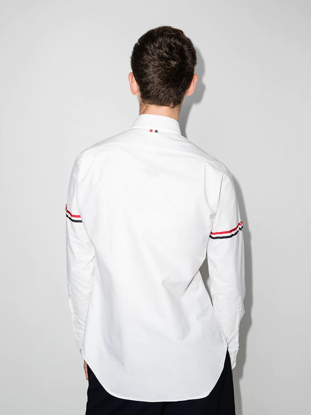 White Oxford Striped Grosgrain Armband Classic Shirt