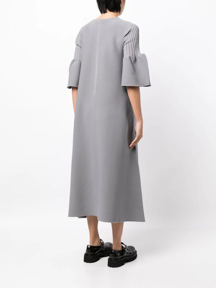 陶器短喇叭袖喇叭連衣裙