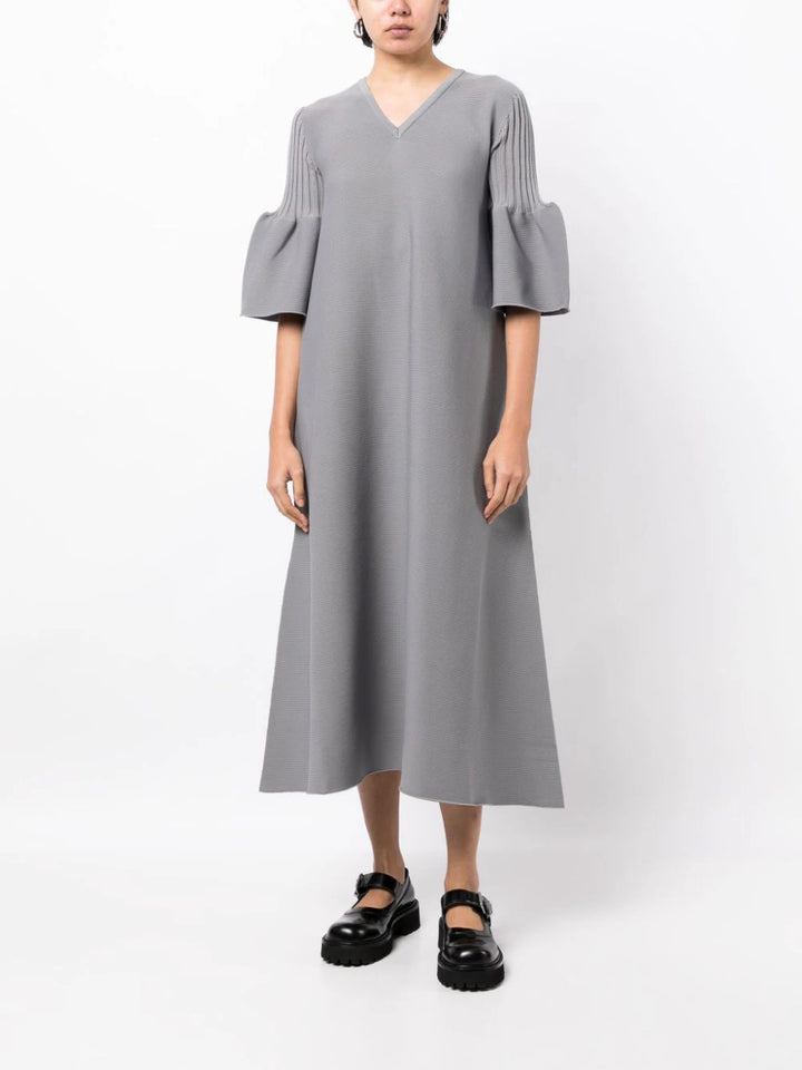 陶器短喇叭袖喇叭連衣裙