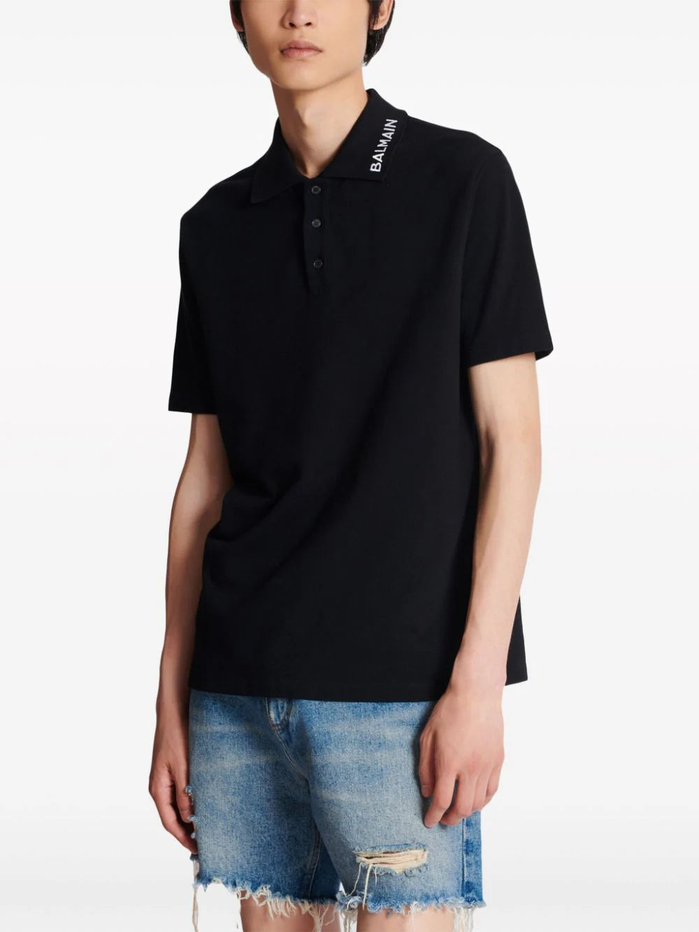 Balmain 縫線領 Polo 衫