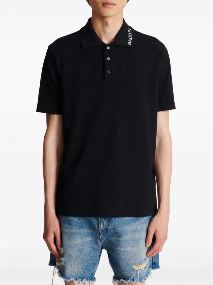 Balmain 縫線領 Polo 衫