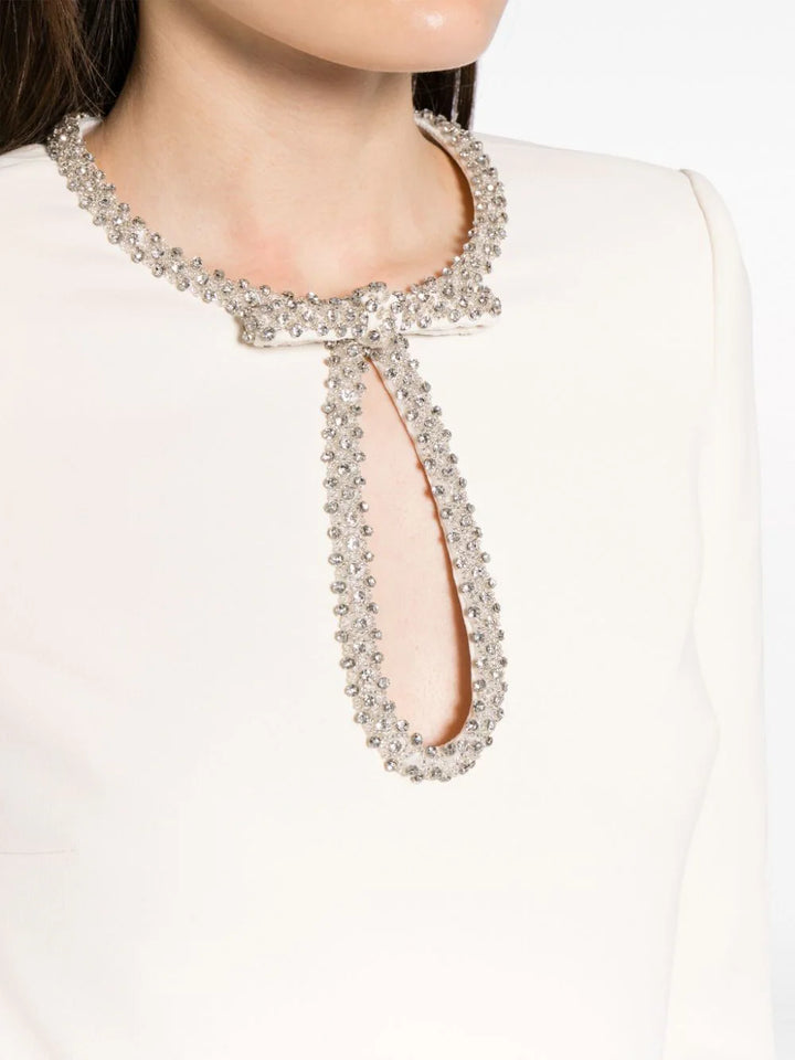 CNY Cream Crepe Diamante Top