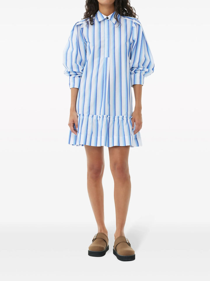 Stripe Cotton Mini Shirt Dress