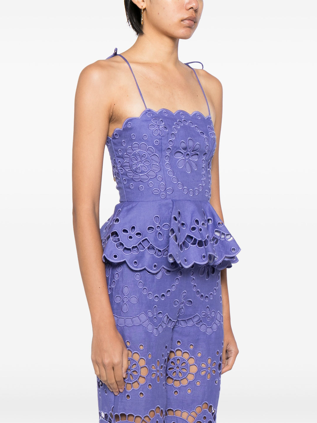 Pop Embroidered Scallop Top