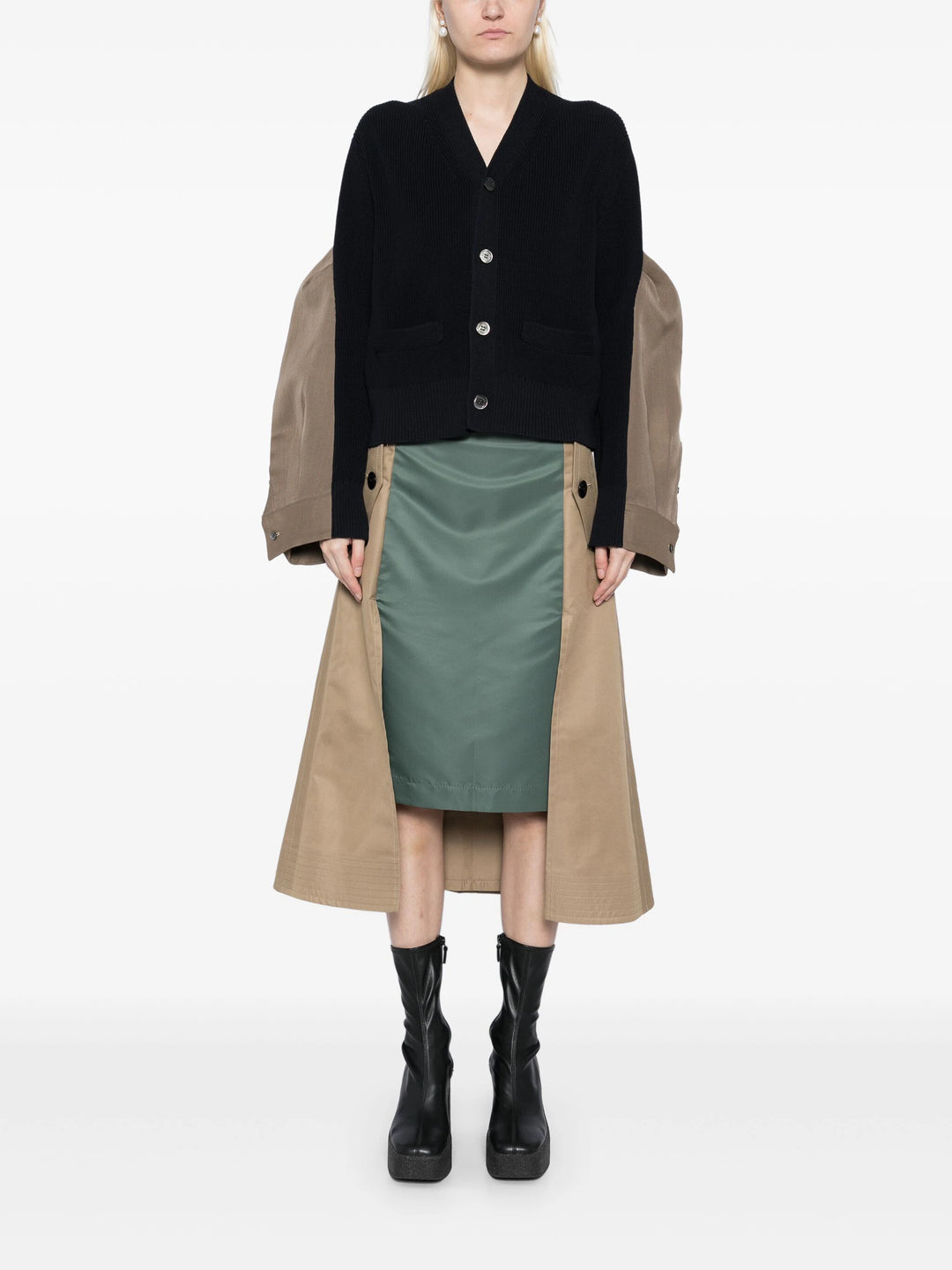 Cotton Gabardine X Nylon Twill Skirt