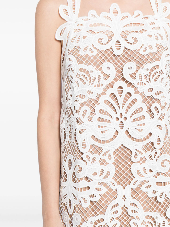 White Guipure Lace Mini Dress