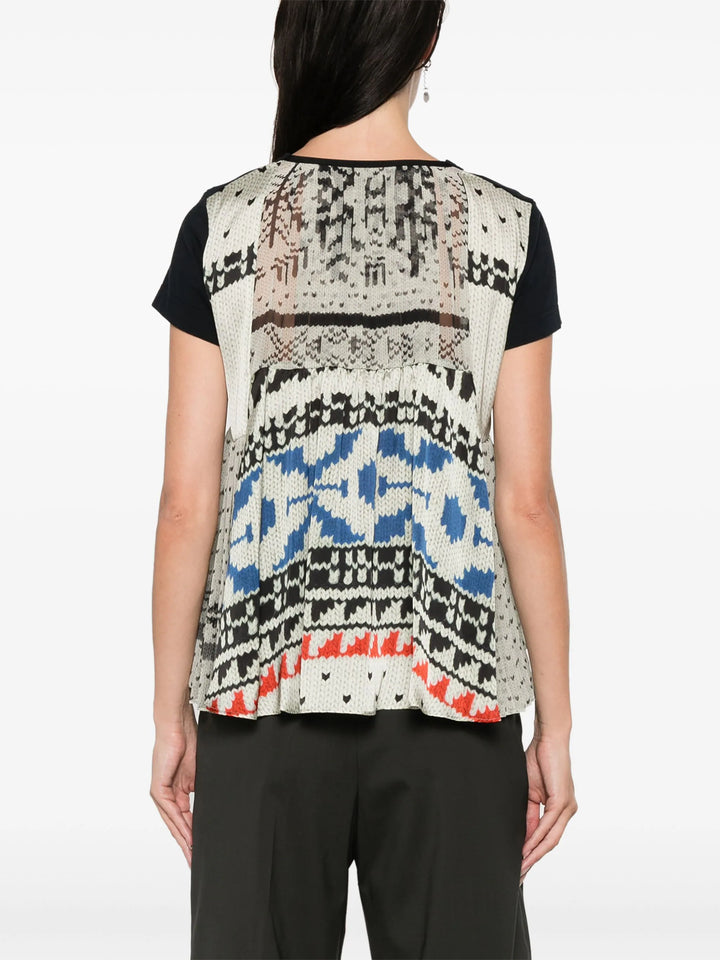 Pattern Knit Print Cotton Jersey Tee