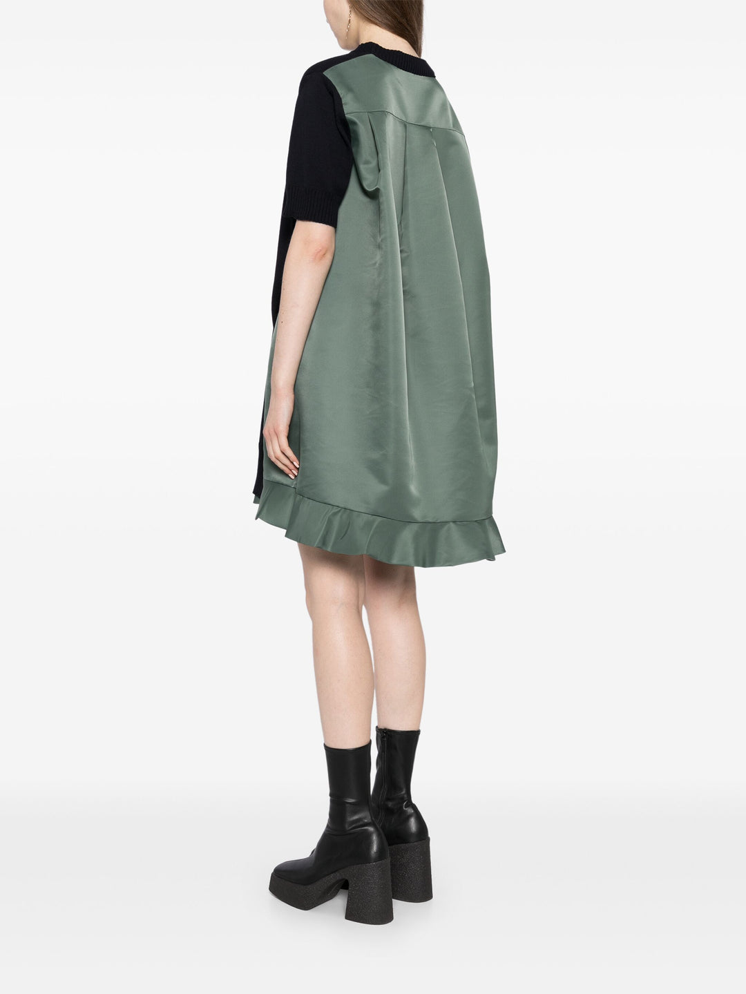 Nylon Twill X Knit Dress