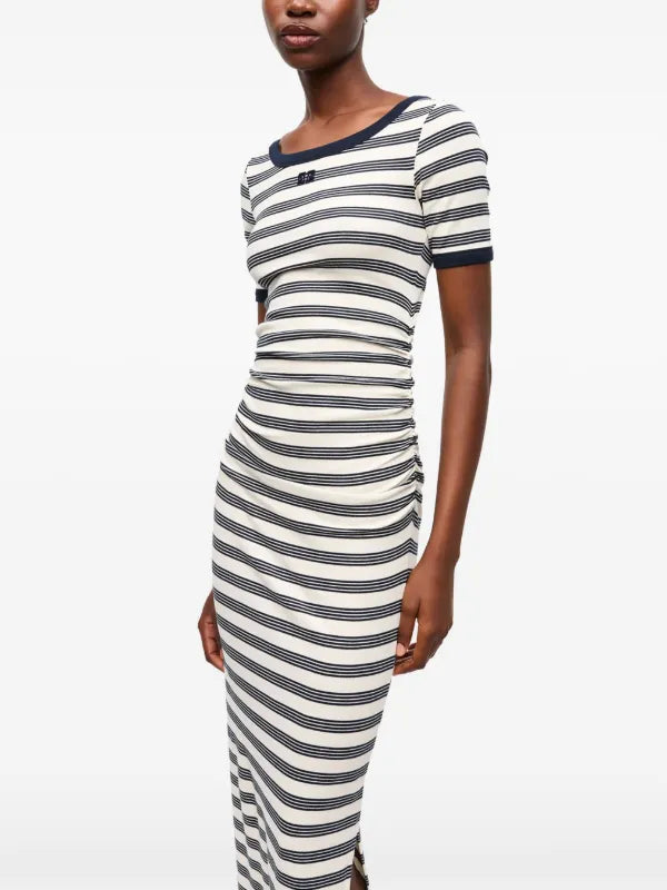 Striped Soft Cotton Rib Short Dress