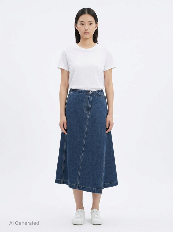 Asymmetrical Denim Midi Skirt | 3.1 Phillip Lim | Club21 - front