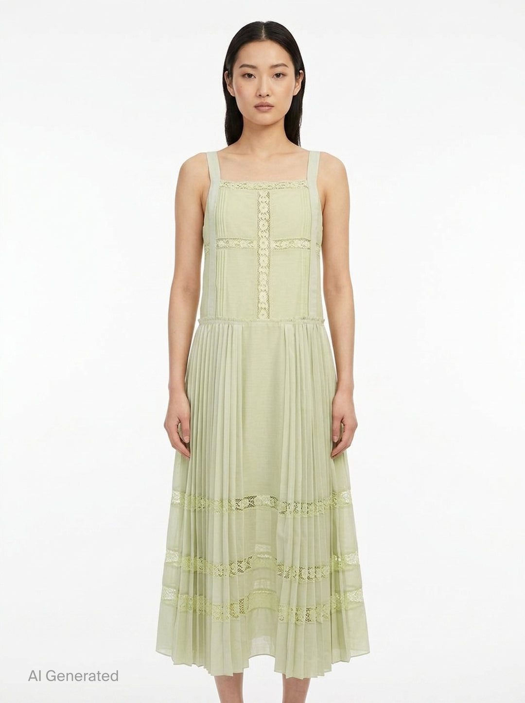 Pleated Lace Trim Midi Dress | 3.1 Phillip Lim | Club21 - front