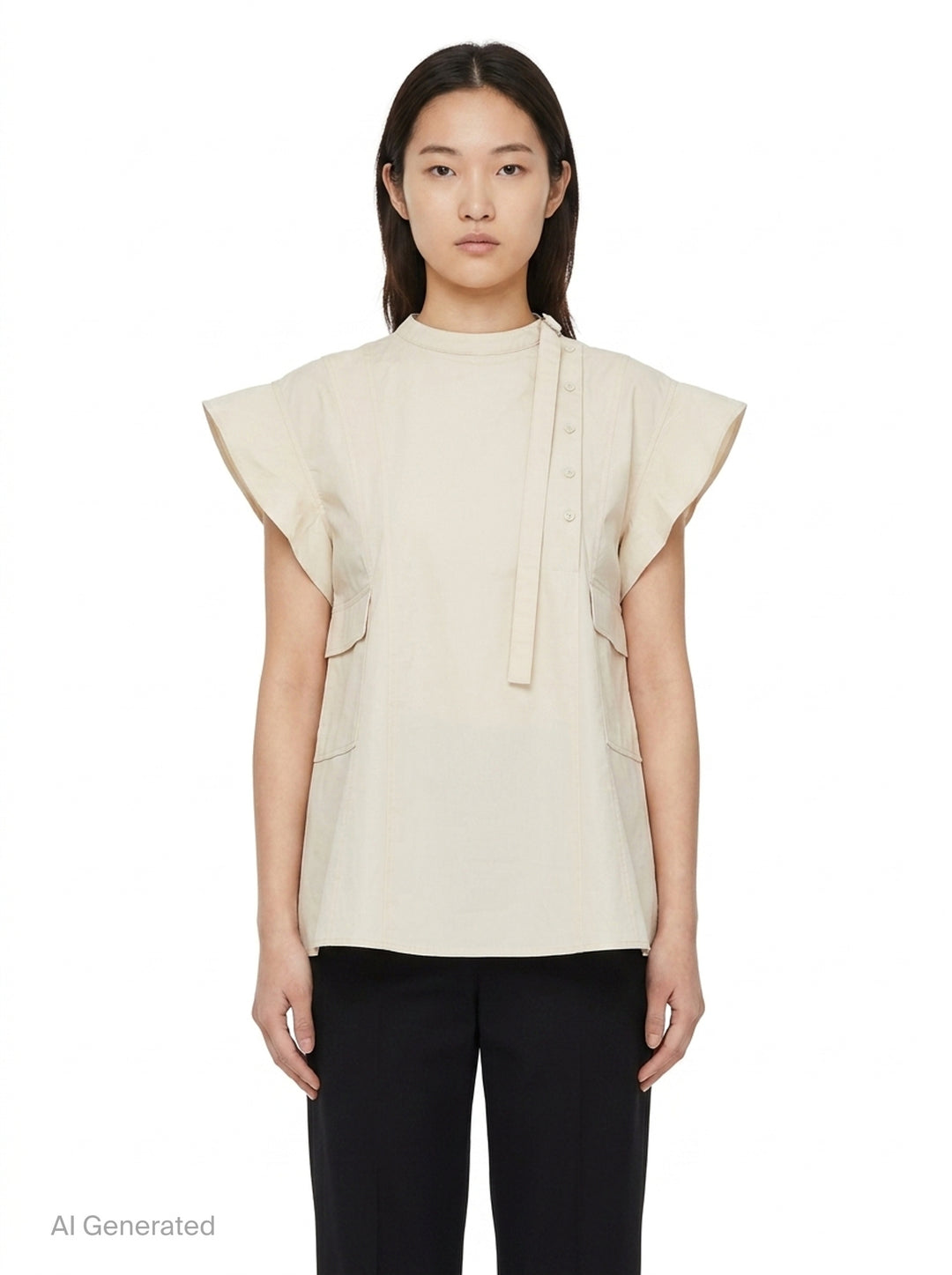 Tonal Poplin Flutter Sleeve Blouse | 3.1 Phillip Lim | Club21 - front