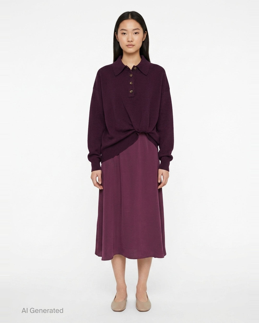 Ultrafine Merino Long Sleeve Polo Midi Dress | 3.1 Phillip Lim | Club21 - front