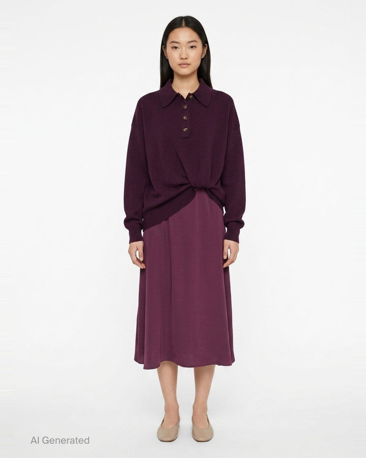 Ultrafine Merino Long Sleeve Polo Midi Dress | 3.1 Phillip Lim | Club21 - front