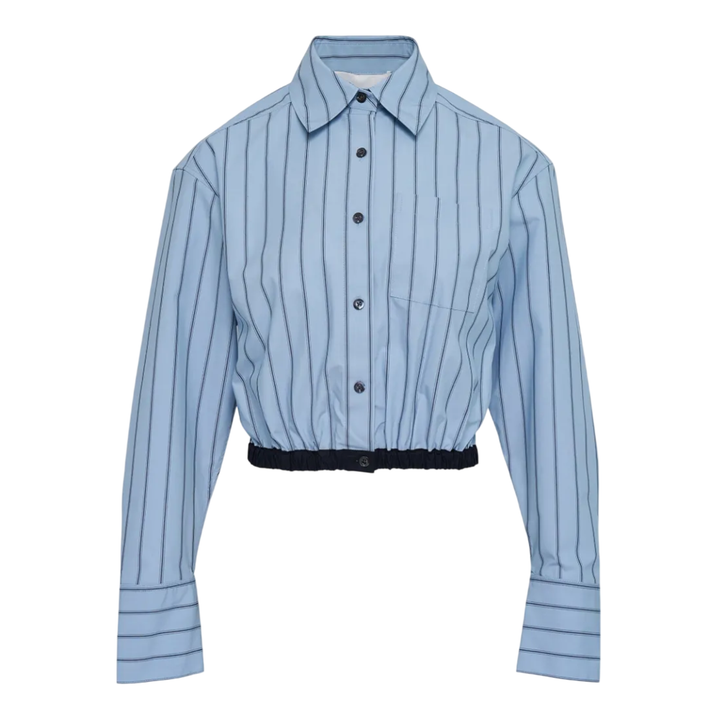 Long Sleeve Cropped Shirt Bungee Waist