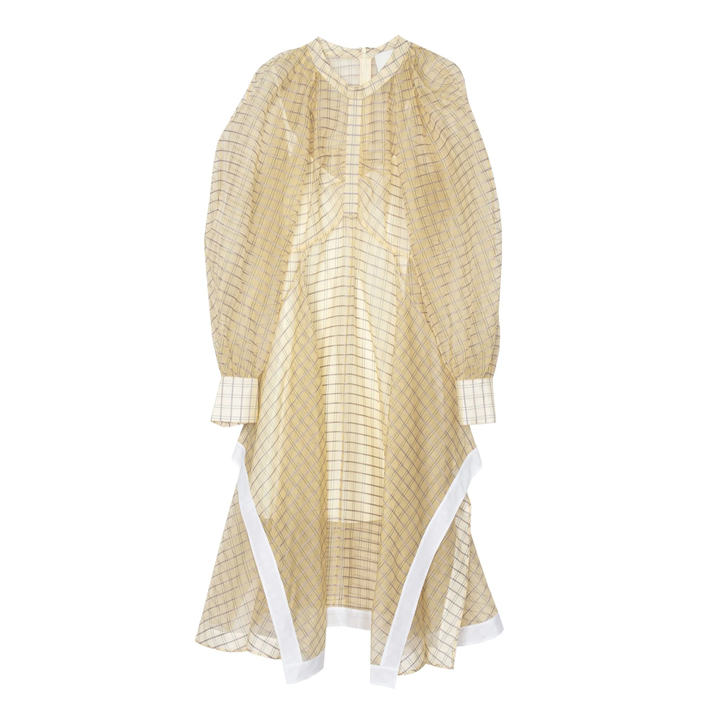 Plaid Organza Flounce Hem Dress
