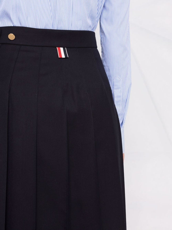 Twill Pleated Midi Skirt