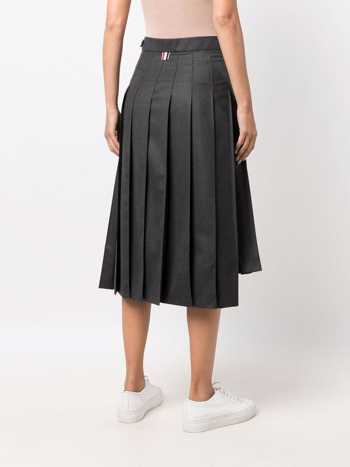 Twill Pleated Midi Skirt