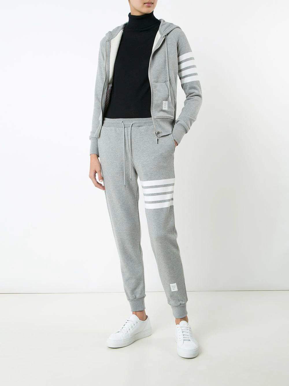 Thom Browne Zip Hoodie With Engineered 4 Bar Women - view 2